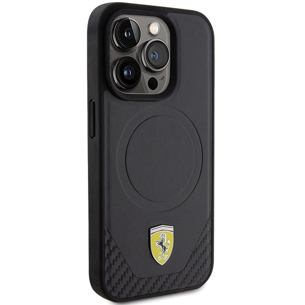 Ferrari Carbon Metal Logo MagSafe case for iPhone 15 Pro - blackeng