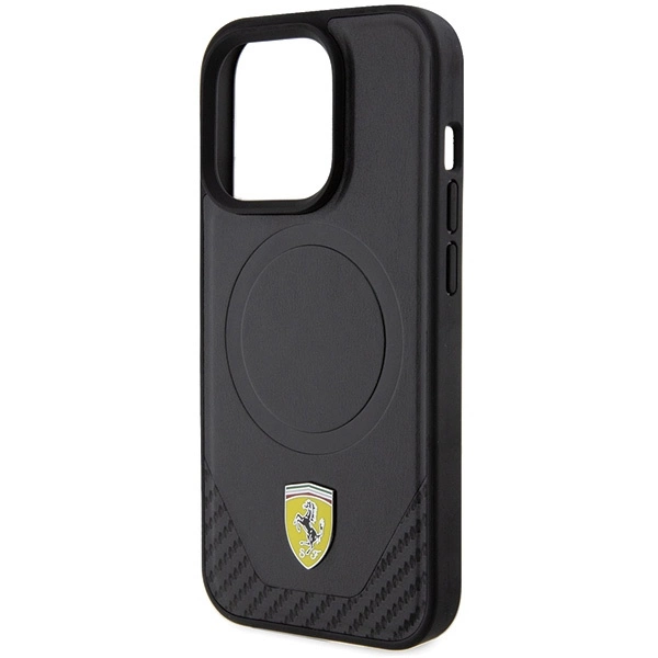 Ferrari Carbon Metal Logo MagSafe case for iPhone 15 Pro - blackeng
