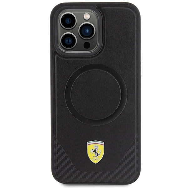 Ferrari Carbon Metal Logo MagSafe case for iPhone 15 Pro Max - blackeng
