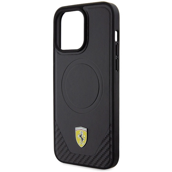Ferrari Carbon Metal Logo MagSafe case for iPhone 15 Pro Max - blackeng