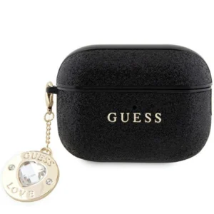 Guess GUAP2PGEHCDK case for AirPods Pro 2 cover - black Fixed Glitter Heart Diamond Charmeng