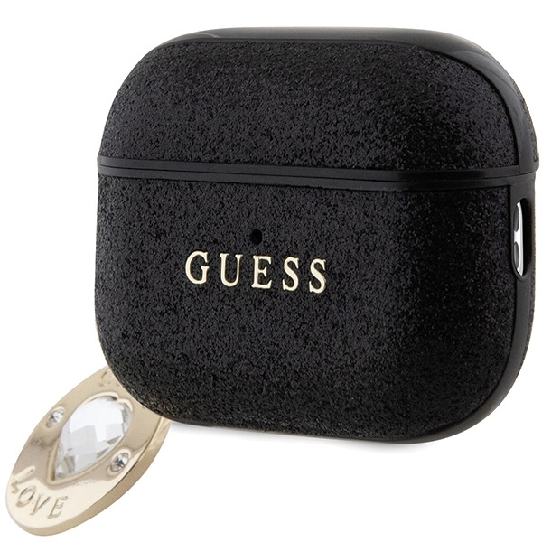 Guess GUAP2PGEHCDK case for AirPods Pro 2 cover - black Fixed Glitter Heart Diamond Charmeng