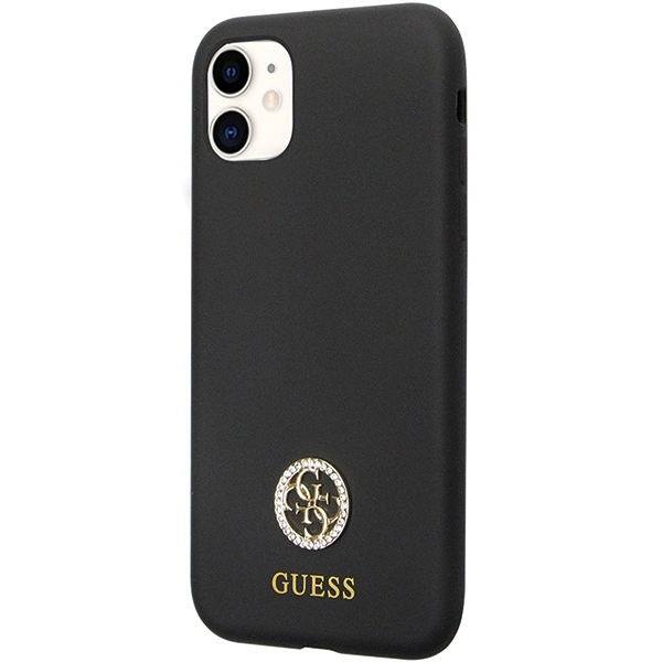 Guess GUHCN614DGPK Case for iPhone 11 / Xr - Black Silicone Logo Strass 4Geng
