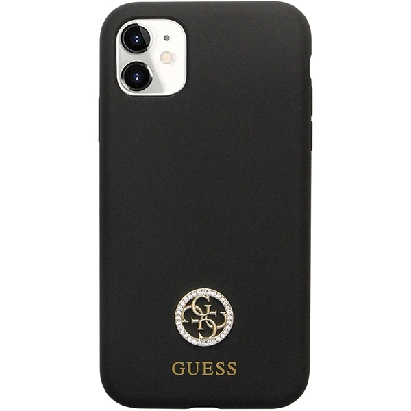 Guess GUHCN614DGPK Case for iPhone 11 / Xr - Black Silicone Logo Strass 4Geng