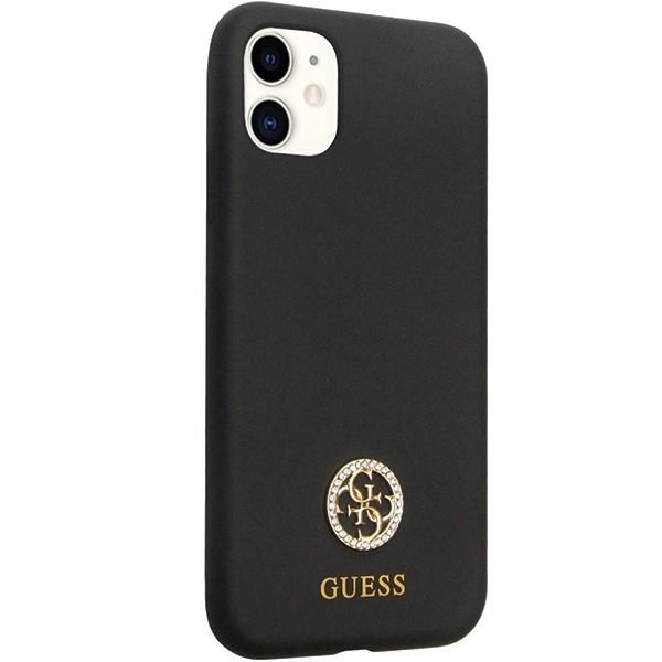 Guess GUHCN614DGPK Case for iPhone 11 / Xr - Black Silicone Logo Strass 4Geng
