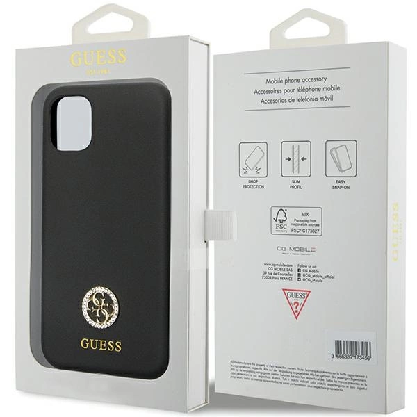 Guess GUHCN614DGPK Case for iPhone 11 / Xr - Black Silicone Logo Strass 4Geng