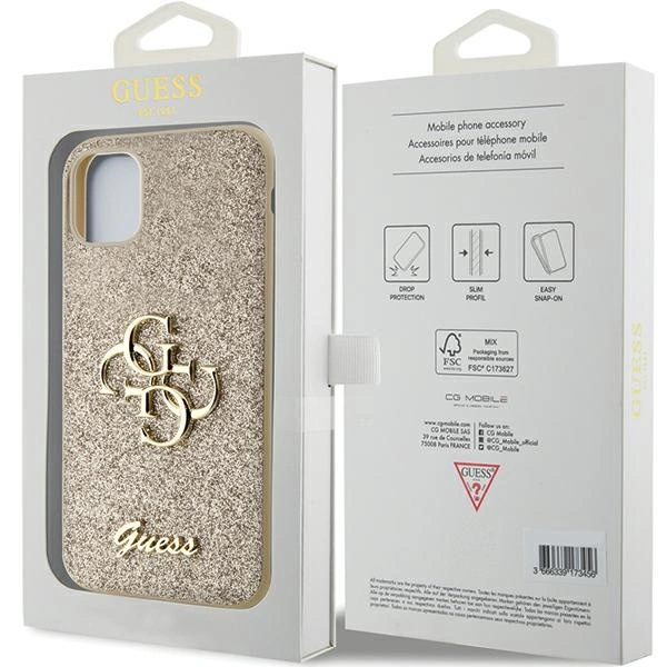 Guess GUHCN61HG4SGD case for iPhone 11 / Xr - gold Glitter Script Big 4Geng