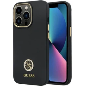 Guess GUHCP13LM4DGPK case for iPhone 13 Pro / 13 - black Silicone Logo Strass 4Geng