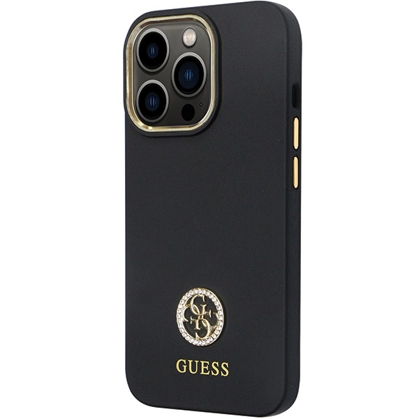 Guess GUHCP13LM4DGPK case for iPhone 13 Pro / 13 - black Silicone Logo Strass 4Geng