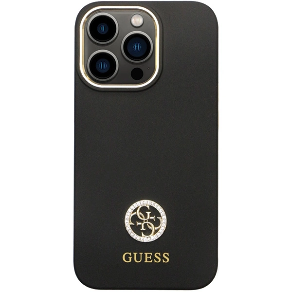 Guess GUHCP13LM4DGPK case for iPhone 13 Pro / 13 - black Silicone Logo Strass 4Geng