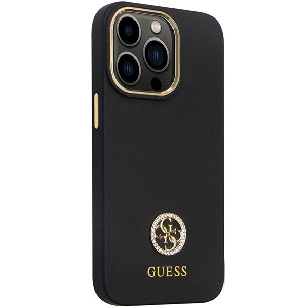 Guess GUHCP13LM4DGPK case for iPhone 13 Pro / 13 - black Silicone Logo Strass 4Geng