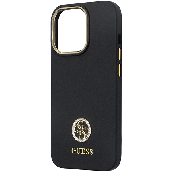 Guess GUHCP13LM4DGPK case for iPhone 13 Pro / 13 - black Silicone Logo Strass 4Geng