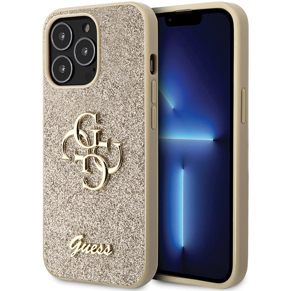 Guess GUHCP13XHG4SGD case for iPhone 13 Pro Max 6.7" - gold Glitter Script Big 4Geng