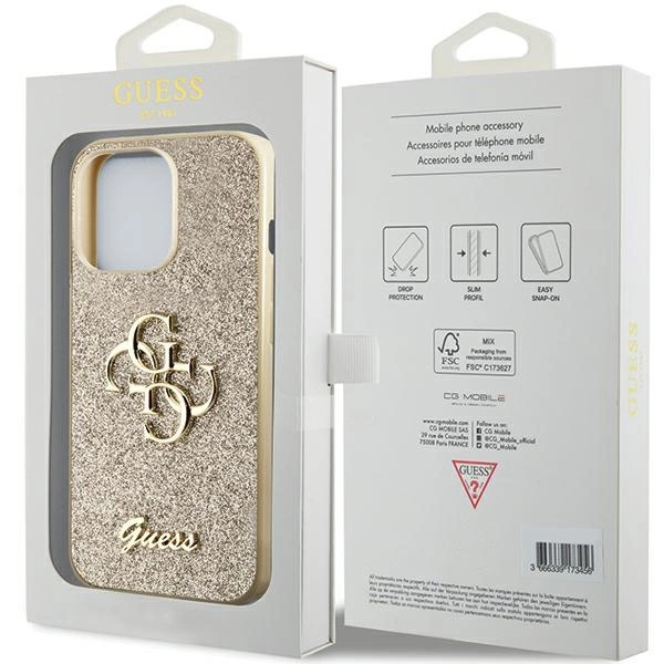 Guess GUHCP13XHG4SGD case for iPhone 13 Pro Max 6.7" - gold Glitter Script Big 4Geng