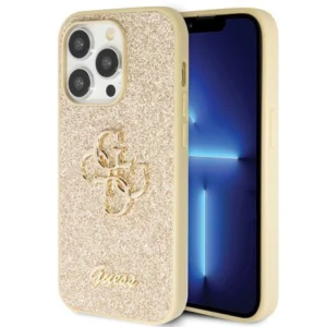 Guess GUHCP14LHG4SGD case for iPhone 14 Pro - gold Glitter Script Big 4Geng