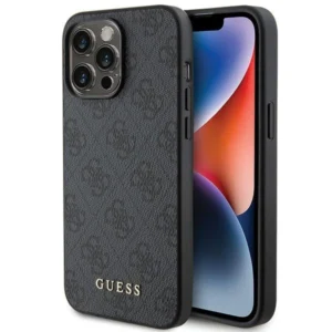 Guess 4G Metal Gold Logo iPhone 15 Pro Case - Grayeng