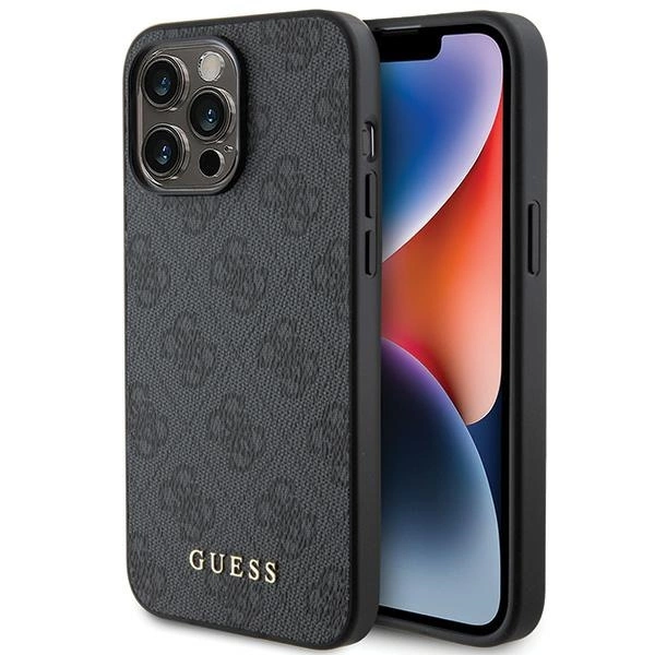 Guess 4G Metal Gold Logo iPhone 15 Pro Case - Grayeng