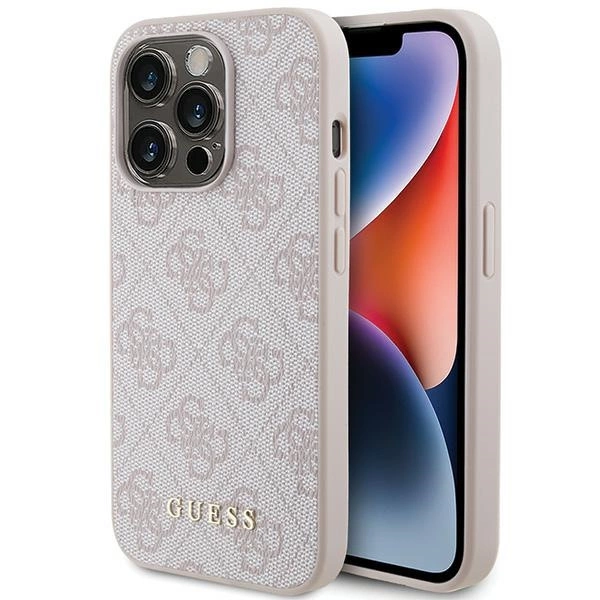 Guess 4G Metal Gold Logo case for iPhone 15 Pro - pinkeng