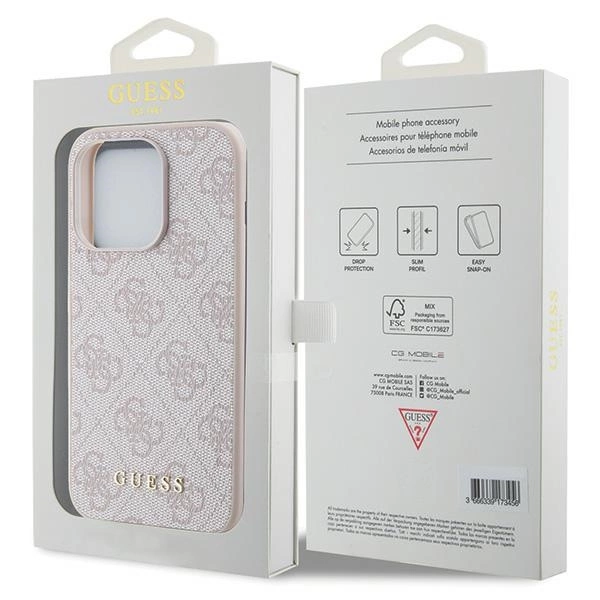 Guess 4G Metal Gold Logo case for iPhone 15 Pro - pinkeng