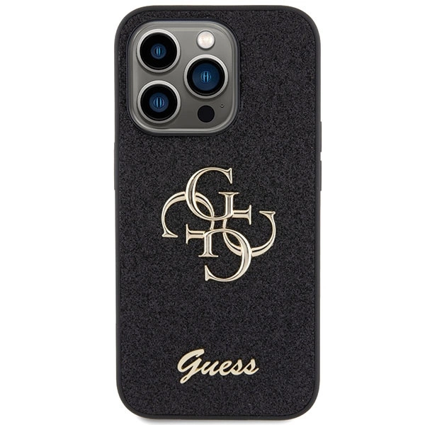 Guess Glitter Script Big 4G case for iPhone 15 Pro - blackeng