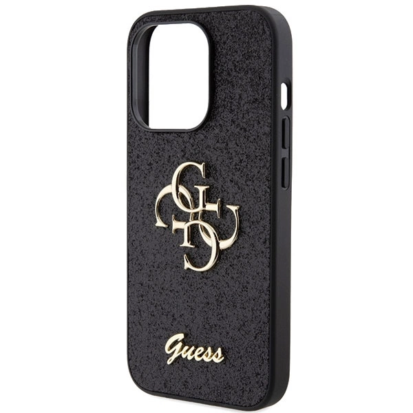 Guess Glitter Script Big 4G case for iPhone 15 Pro - blackeng