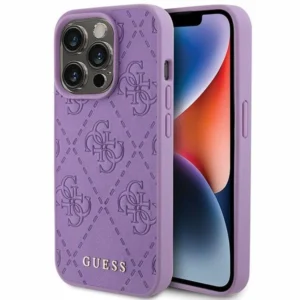 Guess Leather 4G Stamped case for iPhone 15 Pro - purpleeng