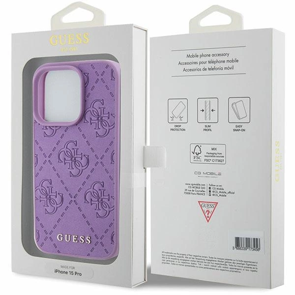 Guess Leather 4G Stamped case for iPhone 15 Pro - purpleeng