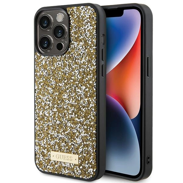 Guess Rhinestone Metal Logo case for iPhone 15 Pro - yelloweng