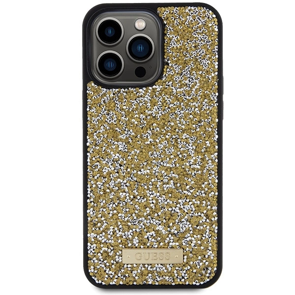 Guess Rhinestone Metal Logo case for iPhone 15 Pro - yelloweng