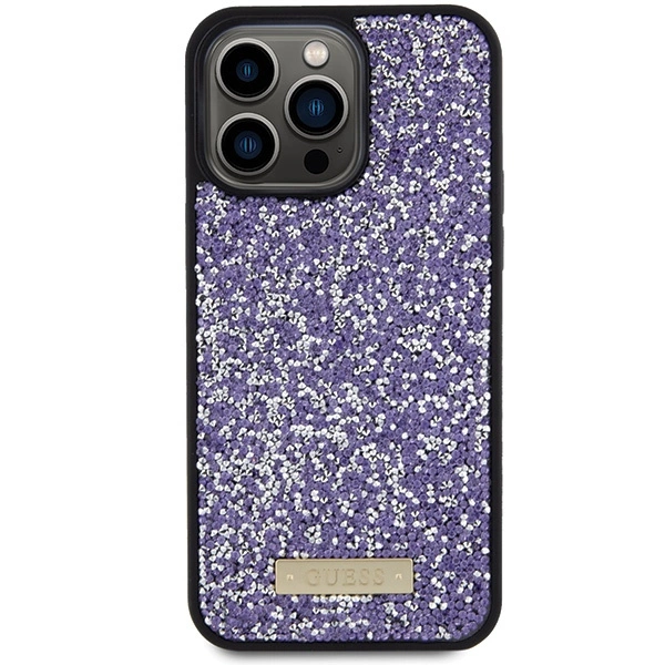 Guess Rhinestone Metal Logo case for iPhone 15 Pro - pinkeng