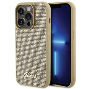 Guess Disco Metal Script case for iPhone 15 Pro - goldeng