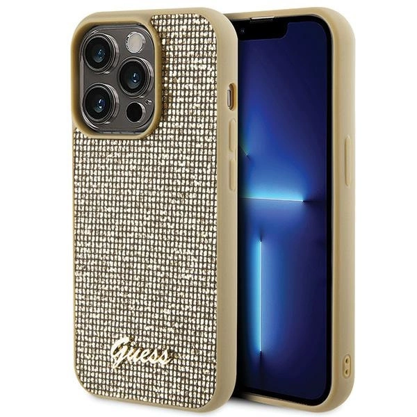 Guess Disco Metal Script case for iPhone 15 Pro - goldeng