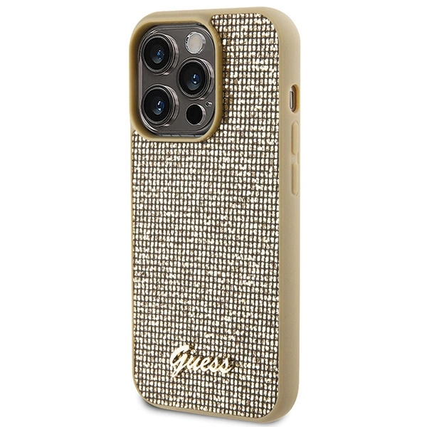 Guess Disco Metal Script case for iPhone 15 Pro - goldeng