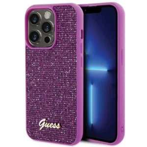 Guess Disco Metal Script case for iPhone 15 Pro - pinkeng