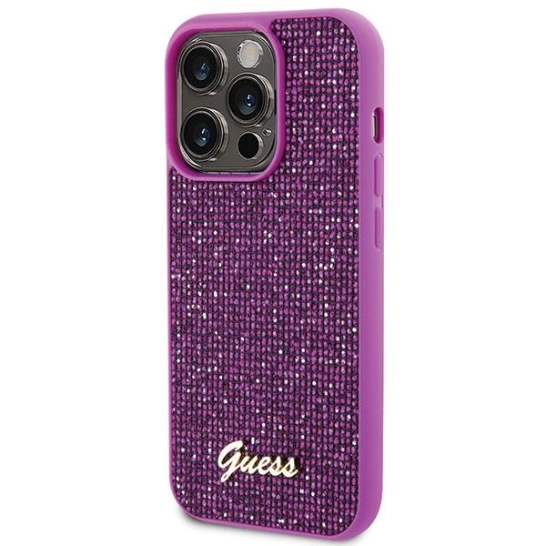 Guess Disco Metal Script case for iPhone 15 Pro - pinkeng