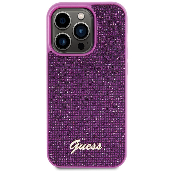 Guess Disco Metal Script case for iPhone 15 Pro - pinkeng