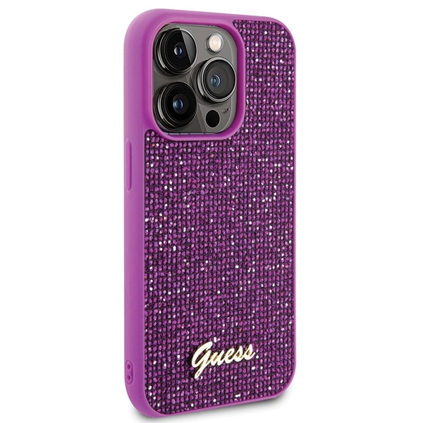 Guess Disco Metal Script case for iPhone 15 Pro - pinkeng