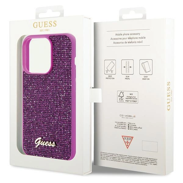 Guess Disco Metal Script case for iPhone 15 Pro - pinkeng
