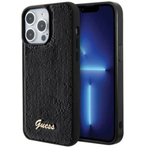 Guess Sequin Script Metal case for iPhone 15 Pro - blackeng