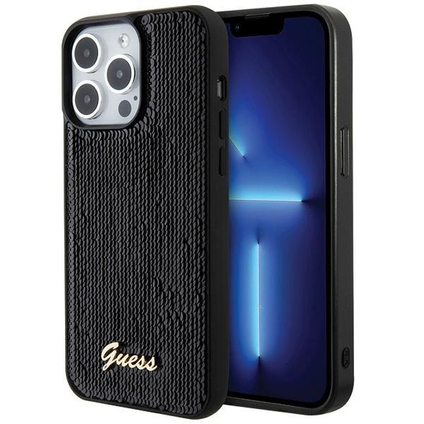 Guess Sequin Script Metal case for iPhone 15 Pro - blackeng
