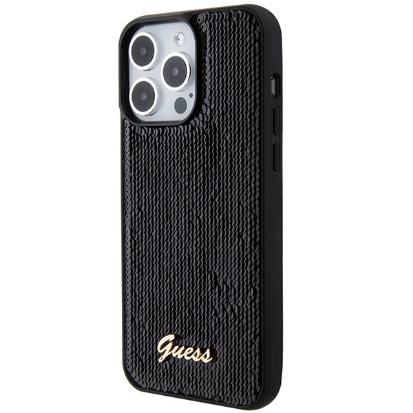 Guess Sequin Script Metal case for iPhone 15 Pro - blackeng