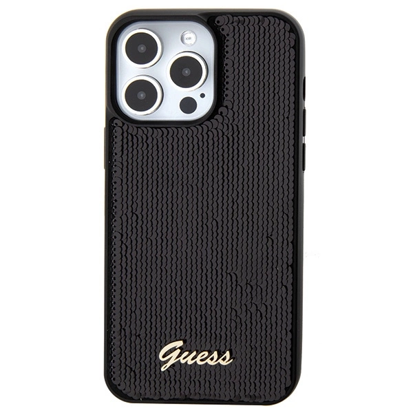 Guess Sequin Script Metal case for iPhone 15 Pro - blackeng