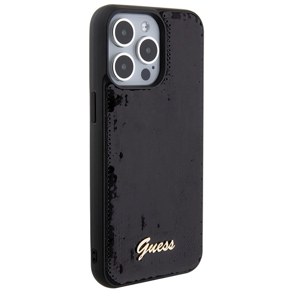 Guess Sequin Script Metal case for iPhone 15 Pro - blackeng