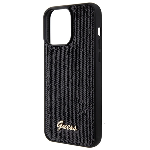 Guess Sequin Script Metal case for iPhone 15 Pro - blackeng