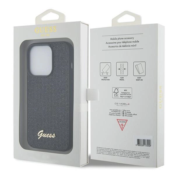 Guess Sequin Script Metal case for iPhone 15 Pro - blackeng