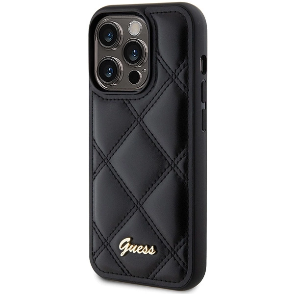 Guess Quilted Metal Logo case for iPhone 15 Pro - blackeng