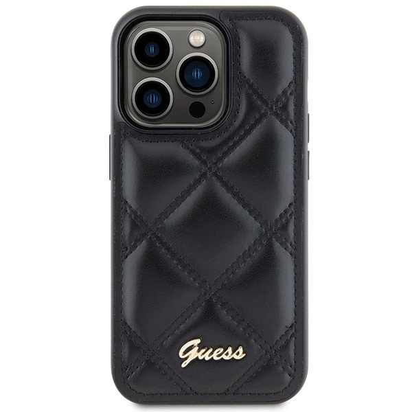 Guess Quilted Metal Logo case for iPhone 15 Pro - blackeng
