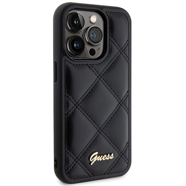 Guess Quilted Metal Logo case for iPhone 15 Pro - blackeng
