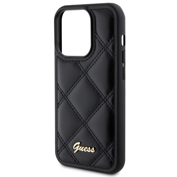 Guess Quilted Metal Logo case for iPhone 15 Pro - blackeng
