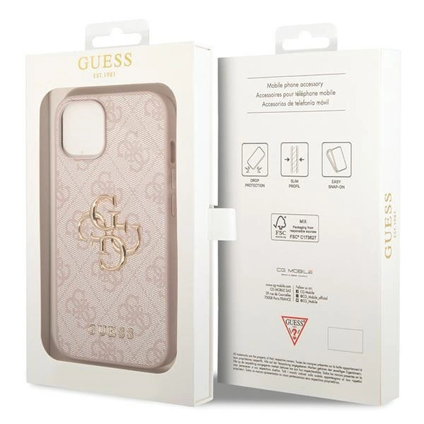 Guess 4G Big Metal Logo iPhone 15 Case - Pinkeng